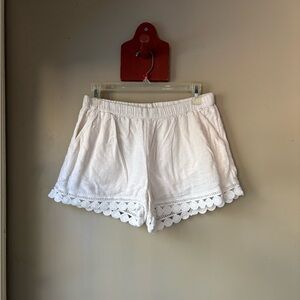 Aerie White 100% Cotton Lace Trim Shorts M